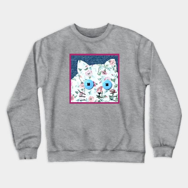 2 Fat Cats #2 Pattern Cat Mixed Media Image Crewneck Sweatshirt by ErinBrieArt